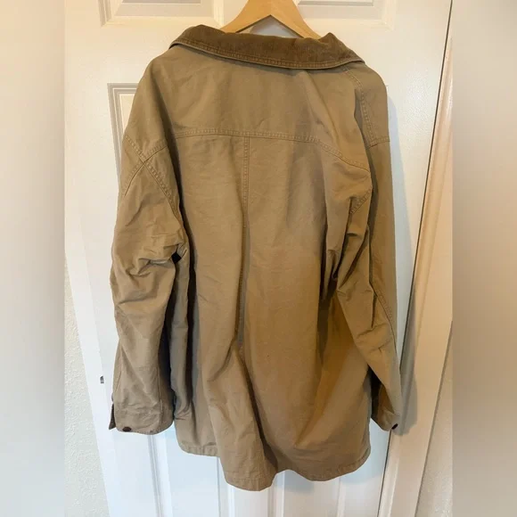 LL Bean Vintage Beige Barn Jacket Men's XXL Lined Fleece Chore Field Coat - Picture 2 of 10